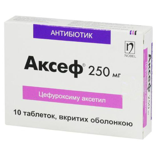 Аксеф таблетки 250 мг №10.